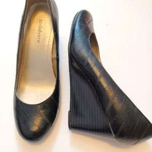 NWOB Liz Claiborne Wanda Wedge Black Shoes Size 7.5M
